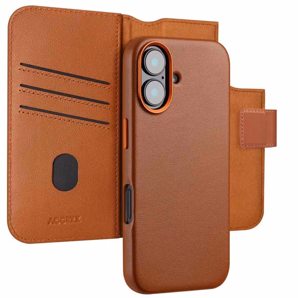 Accezz Leather Bookcase 2-in-1 met MagSafe voor de Apple iPhone 17 - Sienna Brown