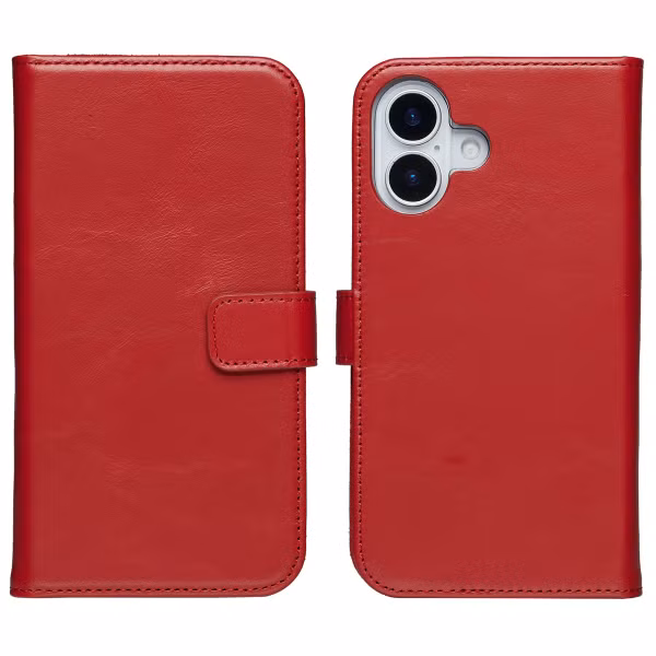 Selencia Echt Leren Bookcase voor de Apple iPhone 17 - Rood