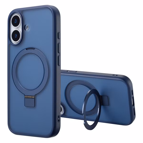 Accezz Ring Stand Backcover met MagSafe voor de Apple iPhone 17 - Blauw